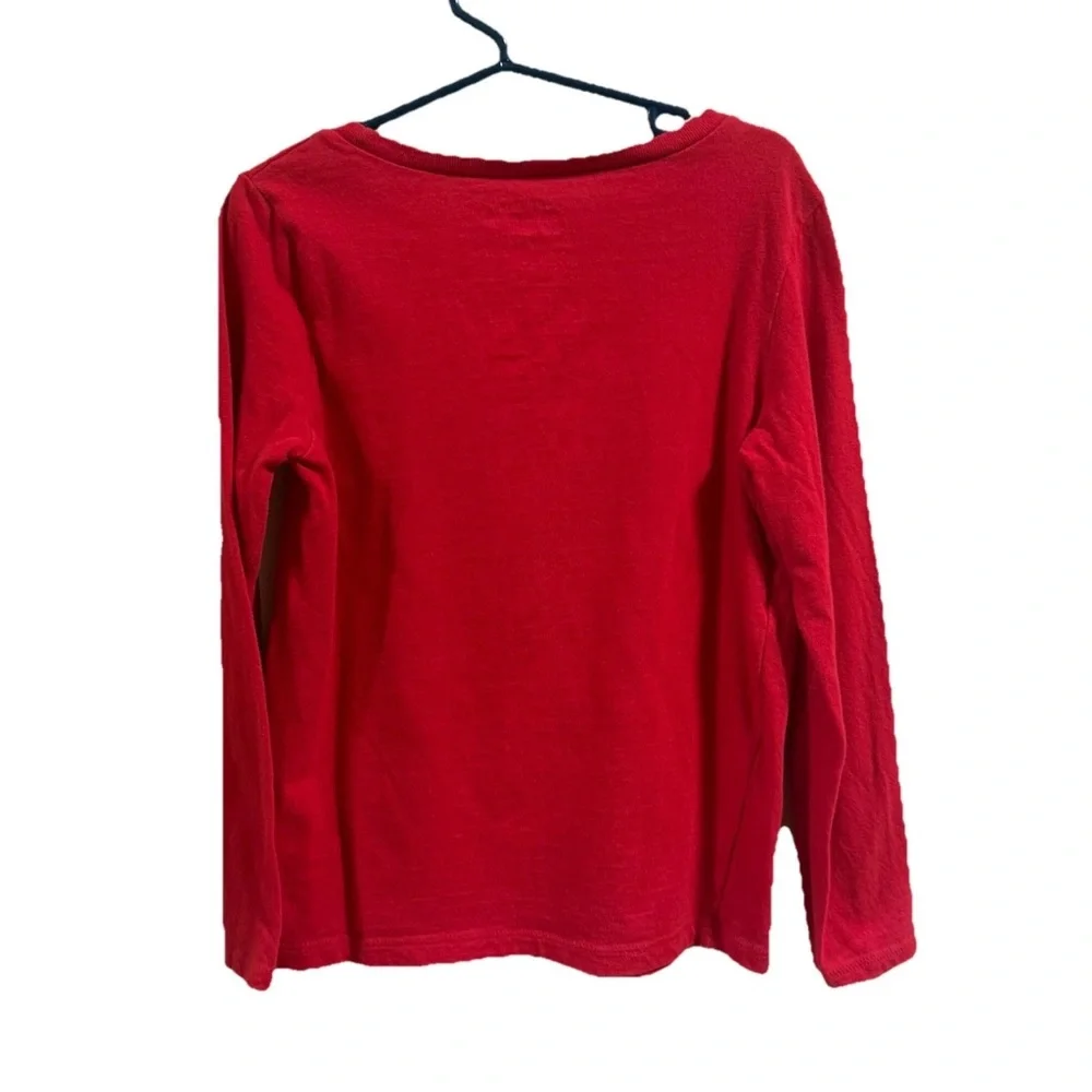 OshKosh B'gosh Festive Red Long Sleeve Tee Girls Sz 7 Christmas tree reindeer